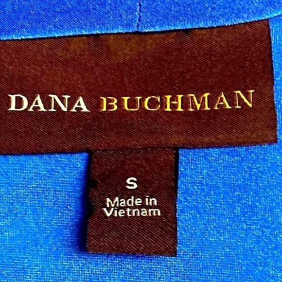 Dana Buchman Size S Blue Sleeveless Cowl Neck Ruched Knit Blouse Careercore Chic - Picture 3 of 8